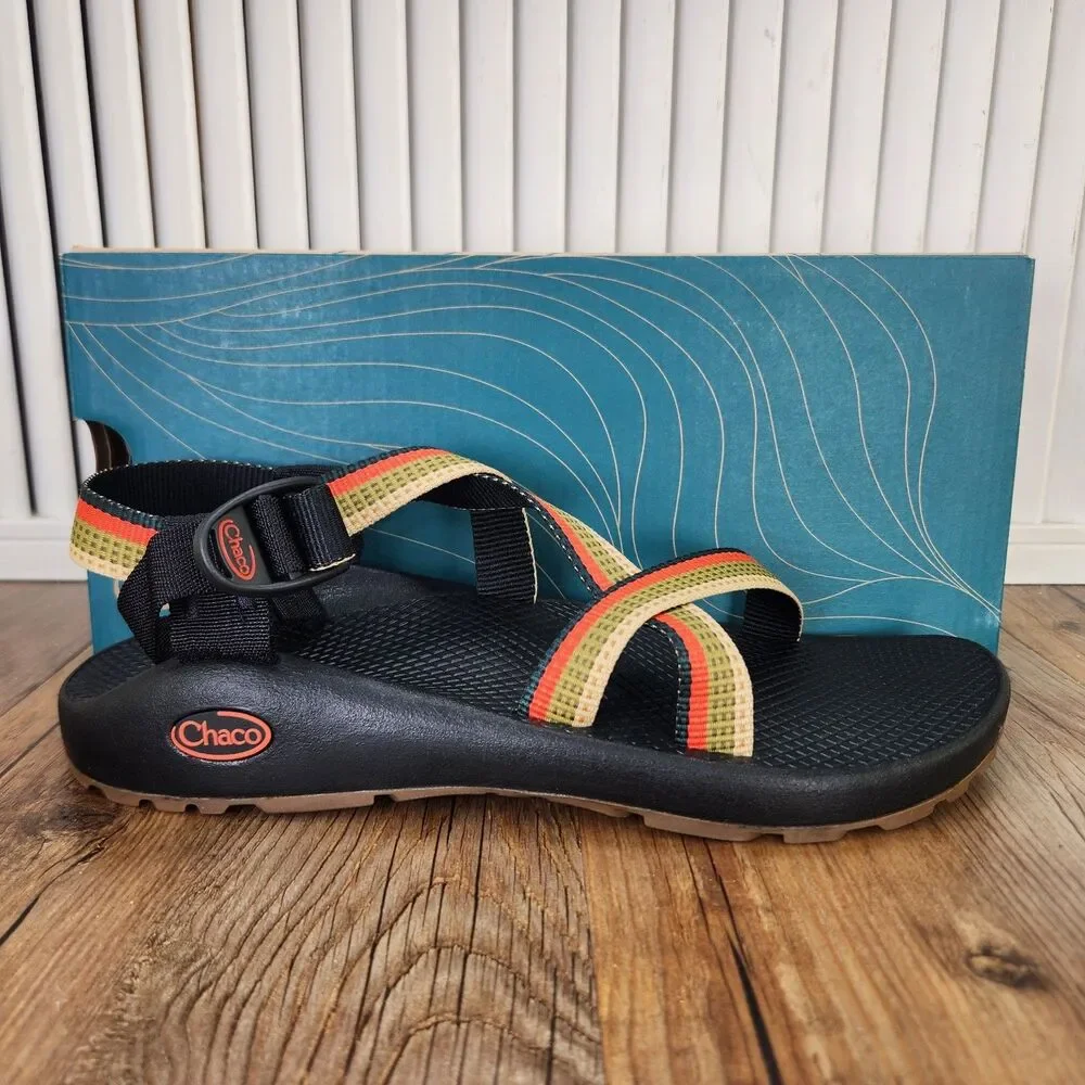 Chaco Z/1 Classic Tetra Moss Womens Sz 10 M Black Striped Hiking Strappy Sandals